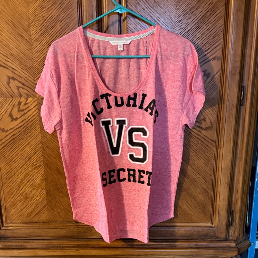 Victoria's Secret Pink Heathered VS Graphic Tee size large.